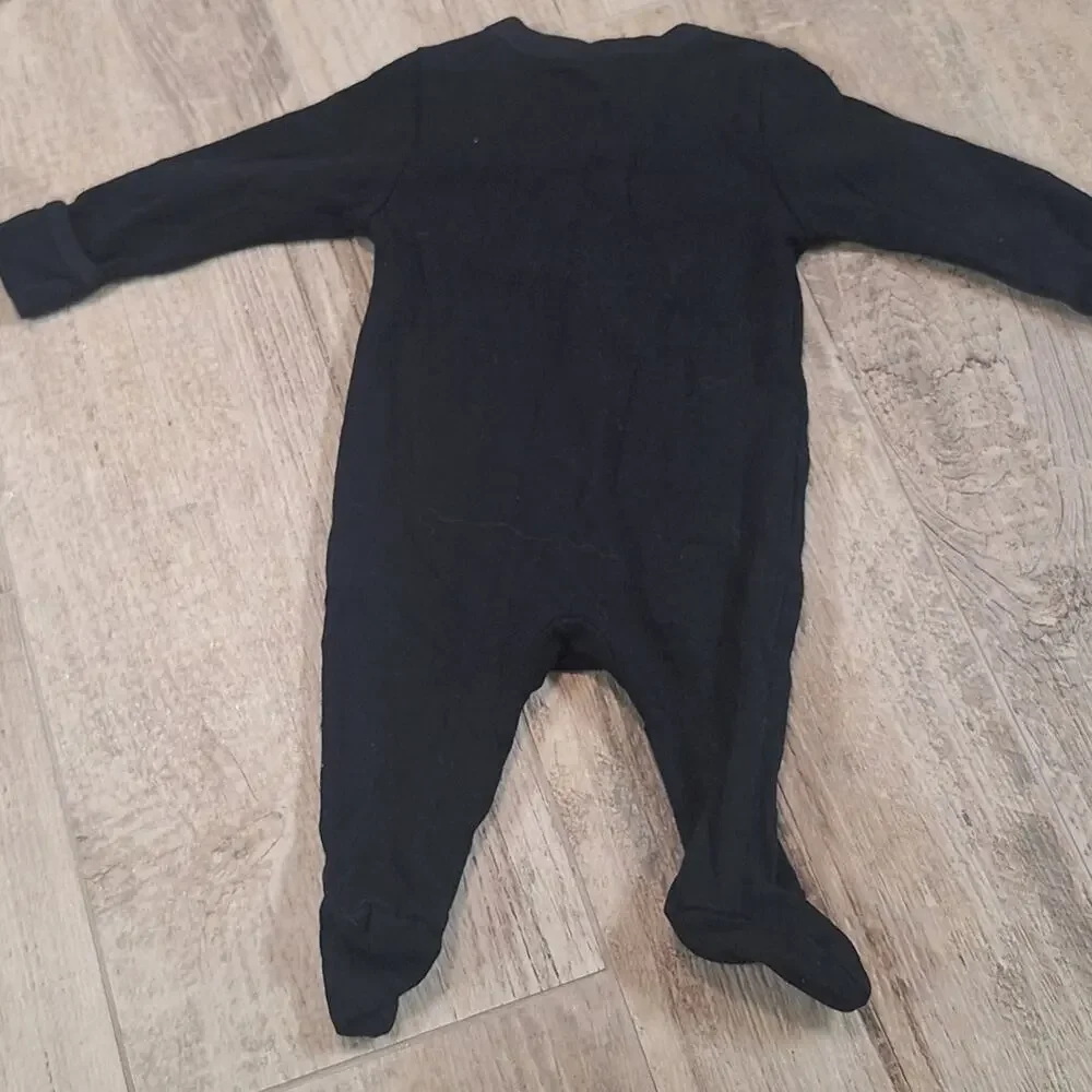 Old Navy Black Skeleton Kids Footie Pajamas Sz 0-3 M #1867